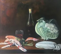 Bodegón con coliflor, bodegón de Florentino Santana Gala