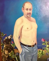Retrato con perro, retrato de Florentino Santana Gala