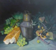 Bodegón del pan y las uvas, bodegón de Florentino Santana Gala